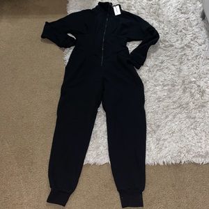 New Nonchalant Label black corset waist zip mockneck sweatsuit jaden jumpsuit s